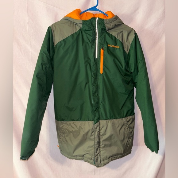 Columbia Kids Forest Green and Orange Raincoat - Picture 1 of 9